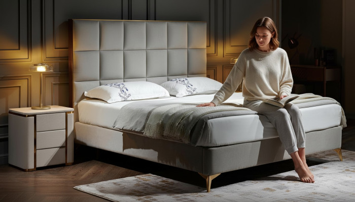 Bed 2x Nightstand 3-piece Bedroom Set Designer Luxury Group New Suite