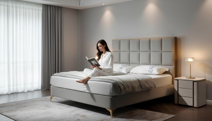 Design bed bedroom beds textile hotel luxury upholstery seat fabric furniture new