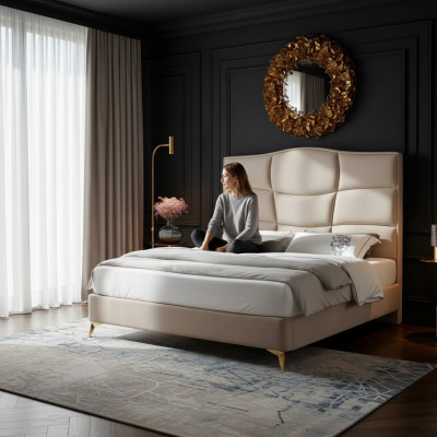 Bedroom double bed 180x200cm luxury bed modern textile new