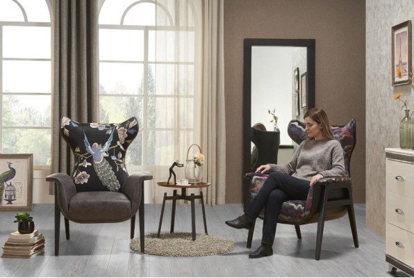 Armchair Design Reclining Relax Club Lounge Single-Seater Upholstery Fabric Textile