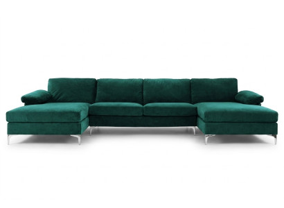 Green U-shaped corner sofa living landscape couch corner set design