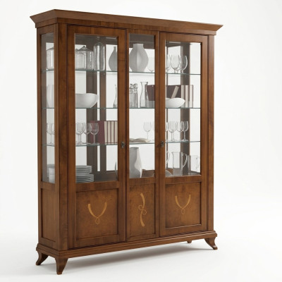 Showcase living room furniture sideboard solid wood display cabinet glass cabinet real wood