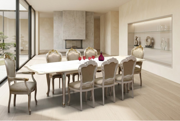 Complete set dining table 8x chairs dining room dining group wood suite tables 9 pcs