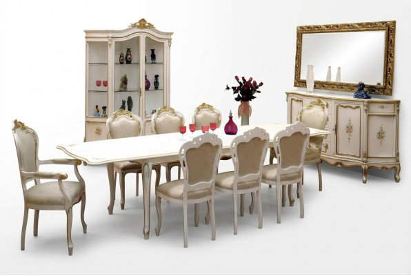 Complete set dining table 8x chairs dining room dining group wood suite tables 9 pcs