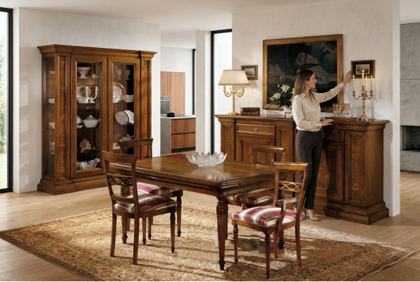 Complete dining table with 4 chairs dining room set dining group wood set display case sideboard