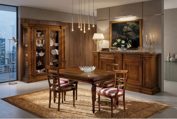 Complete dining table with 4 chairs dining room set dining group wood set display case sideboard