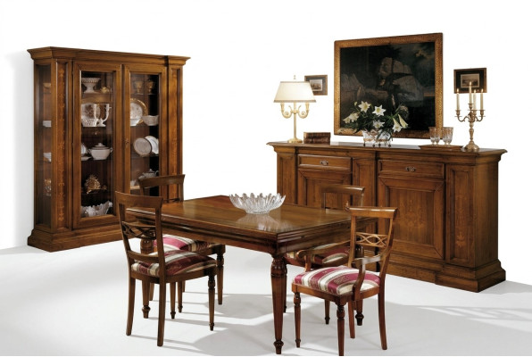 Complete dining table with 4 chairs dining room set dining group wood set display case sideboard