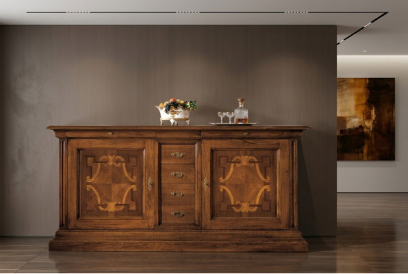 Luxury Italian Wooden Furniture Sideboard Dresser Baroque Style Solid Wood