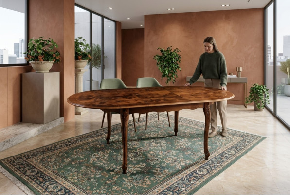 Dining table oval wood table furniture tables furnishings solid wood Italy round new