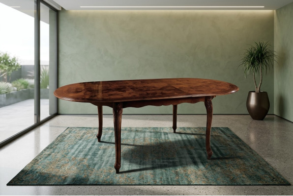 Dining table oval wood table furniture tables furnishings solid wood Italy round new