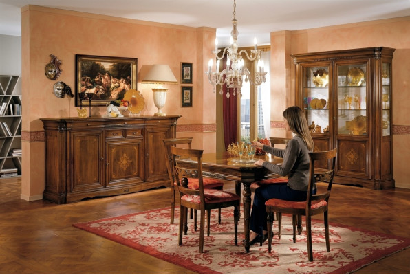Dining room set dining table 4x chair sideboard display cabinet suite table group 7-piece furniture