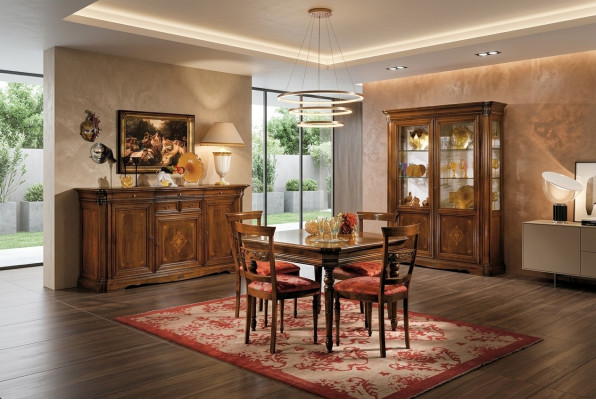 Dining room set dining table 4x chair sideboard display cabinet suite table group 7-piece furniture