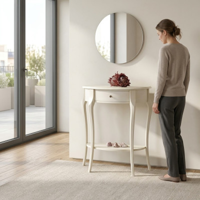 Console nightstand bedroom side table modern design furniture wood white new