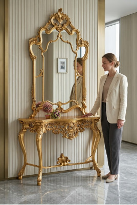 Mirror console country style console dressing table with mirror console table gold