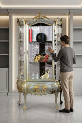 Baroque Furniture Italian Display Cabinet Furniture Cabinets Solid Wood Shelf Elegant