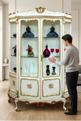 Glass cabinet showcase Baroque furniture Italian furnishings glass cabinets
