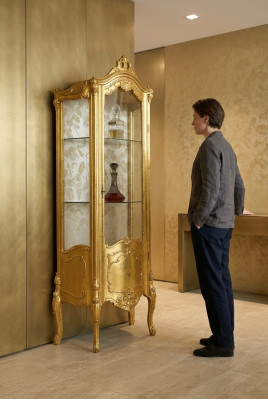 Golden wooden display cabinet glass cabinets shelf display cases Italian furniture new