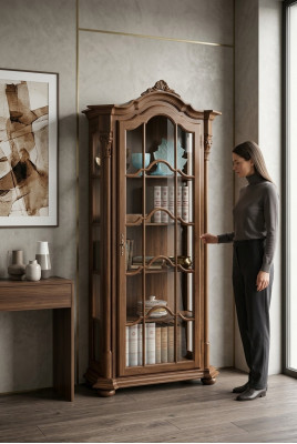 Showcase living room furniture, solid wood sideboard display cabinet, real wood.