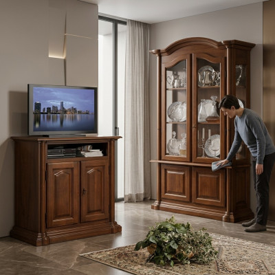 Display glass living room cabinet, solid wood display cabinet, furniture sideboard, solid wood.