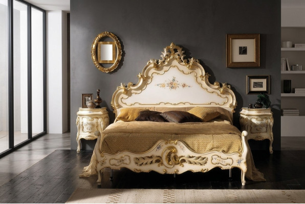 Bedroom white bed wood luxury Vaccari cav giovanni solid wood new