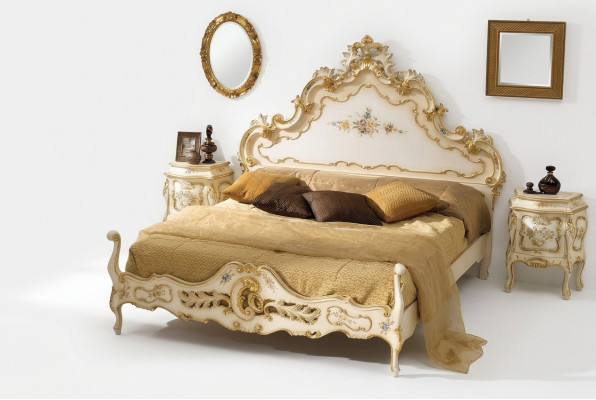 Bedroom white bed wood luxury Vaccari cav giovanni solid wood new