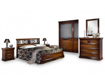 Bedroom wood brown bed luxury furniture Vaccari cav giovanni solid wood new