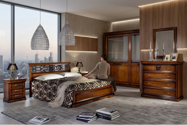 Bedroom bed brown luxury furniture Vaccari cav giovanni beds solid wood new