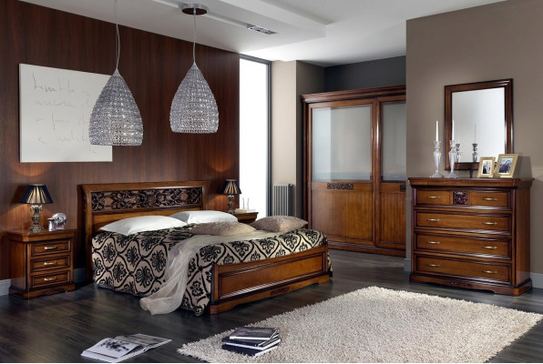 Bedroom bed brown luxury furniture Vaccari cav giovanni beds solid wood new