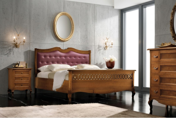 Bedroom bed nightstand double bed upholstered beds set group suite 3-piece.