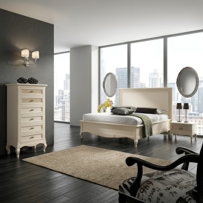 Italian bedroom furniture bed nightstand solid wood bed set 4-piece set.