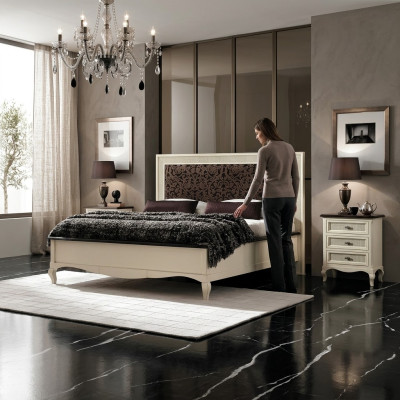 Bedroom bed nightstand double bed upholstered beds set group suite 3-piece set.