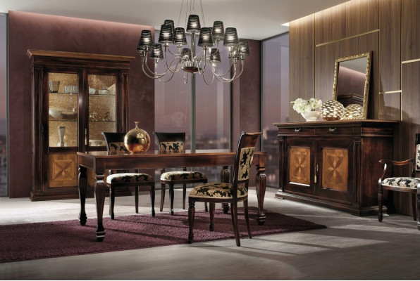 Dining Room Set Suite Sideboard Chairs 4x Display Cabinet Group Dining Suite Table 7-piece.