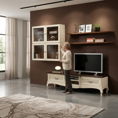 Wall unit set 7-piece. Living room RTV display cabinet shelf modern furniture group wood new