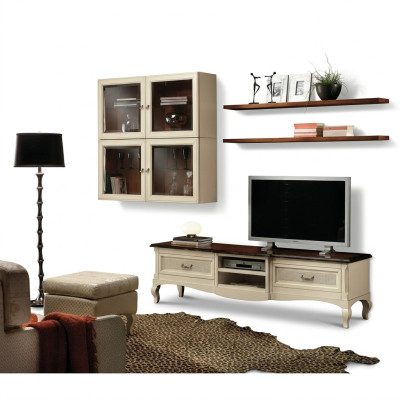 Wall unit set 7-piece. Living room RTV display cabinet shelf modern furniture group wood new