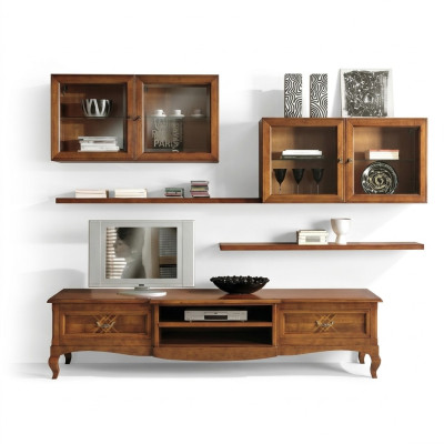 Living Room Set Display Cabinet TV Sideboard Coffee Table Sideboards Cabinet Wood New 7 pcs.