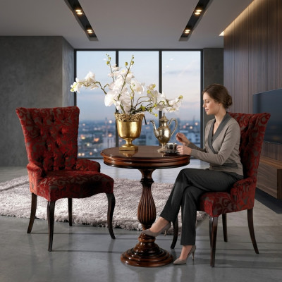 Living room armchairs luxury armchair chair wood brown Italian furniture upholstery