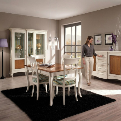 Dining room set suite sideboard chairs 4x display cabinet group dining group display cabinets 7-piece.