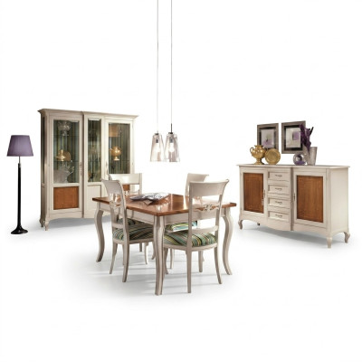 Dining room set suite sideboard chairs 4x display cabinet group dining group display cabinets 7-piece.