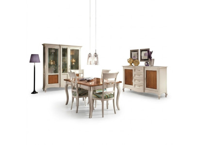 Dining room set suite sideboard chairs 4x display cabinet group dining group display cabinets 7-piece.