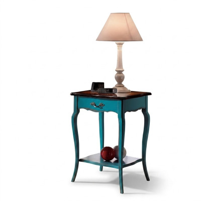 Console Nightstand Bedroom Side Table Modern Design Furniture Wood Azure Blue