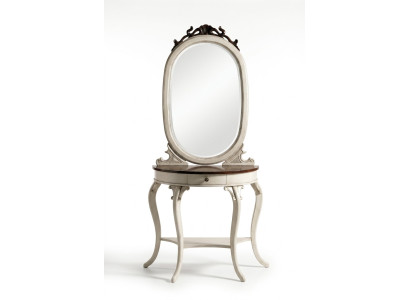Classic mirror dressing table console table white wood bedroom furniture 2-piece set