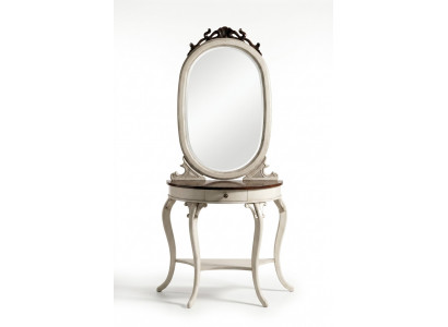 Classic mirror dressing table console table white wood bedroom furniture 2-piece set