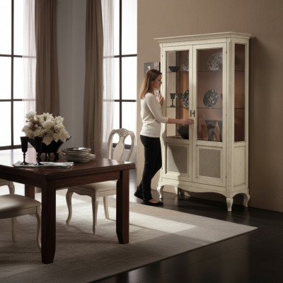 Display cabinet wood luxury cupboards classic sideboard design furniture Italian brown