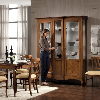 Showcase wood luxury cabinets classic sideboard cabinet furniture Italian brown