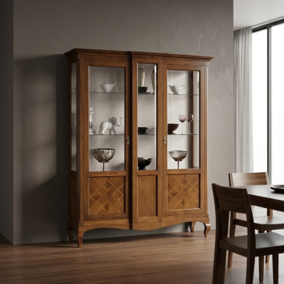 Showcase wood luxury cabinets classic sideboard cabinet furniture Italian brown