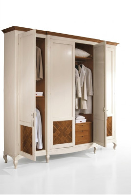 Solid wood wardrobe, massive bedroom furniture, Italian wooden wardrobe