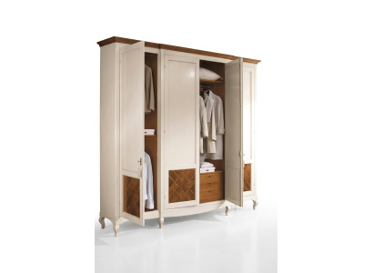 Solid wood wardrobe, massive bedroom furniture, Italian wooden wardrobe