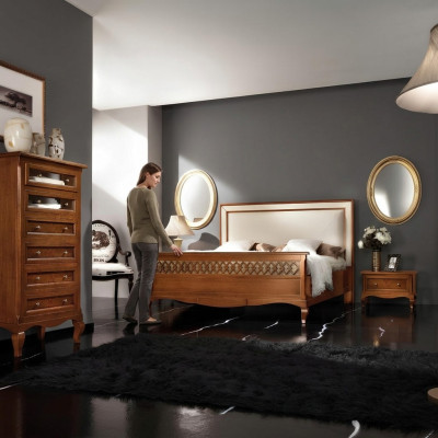 Double bed beds bedroom furniture solid wood Vaccari Cav Giovanni bed new