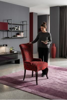 Living room reclining chairs luxury armchair chair wood brown Italian furniture upholstery