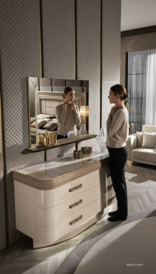 Dresser with Mirror Sideboard Dresser Set Italian Furniture 2-piece. Wooden Cabinet
